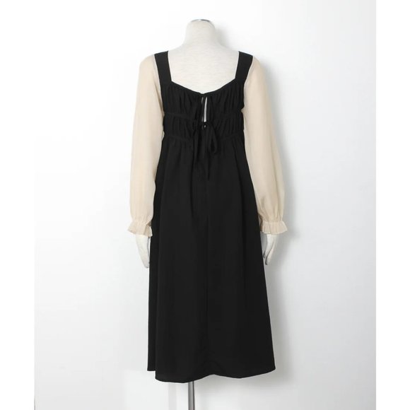 Japanese Style Back Ribbon Sheer Sleeve Dress US 2-4 [With Tag] - Picture 2 of 9